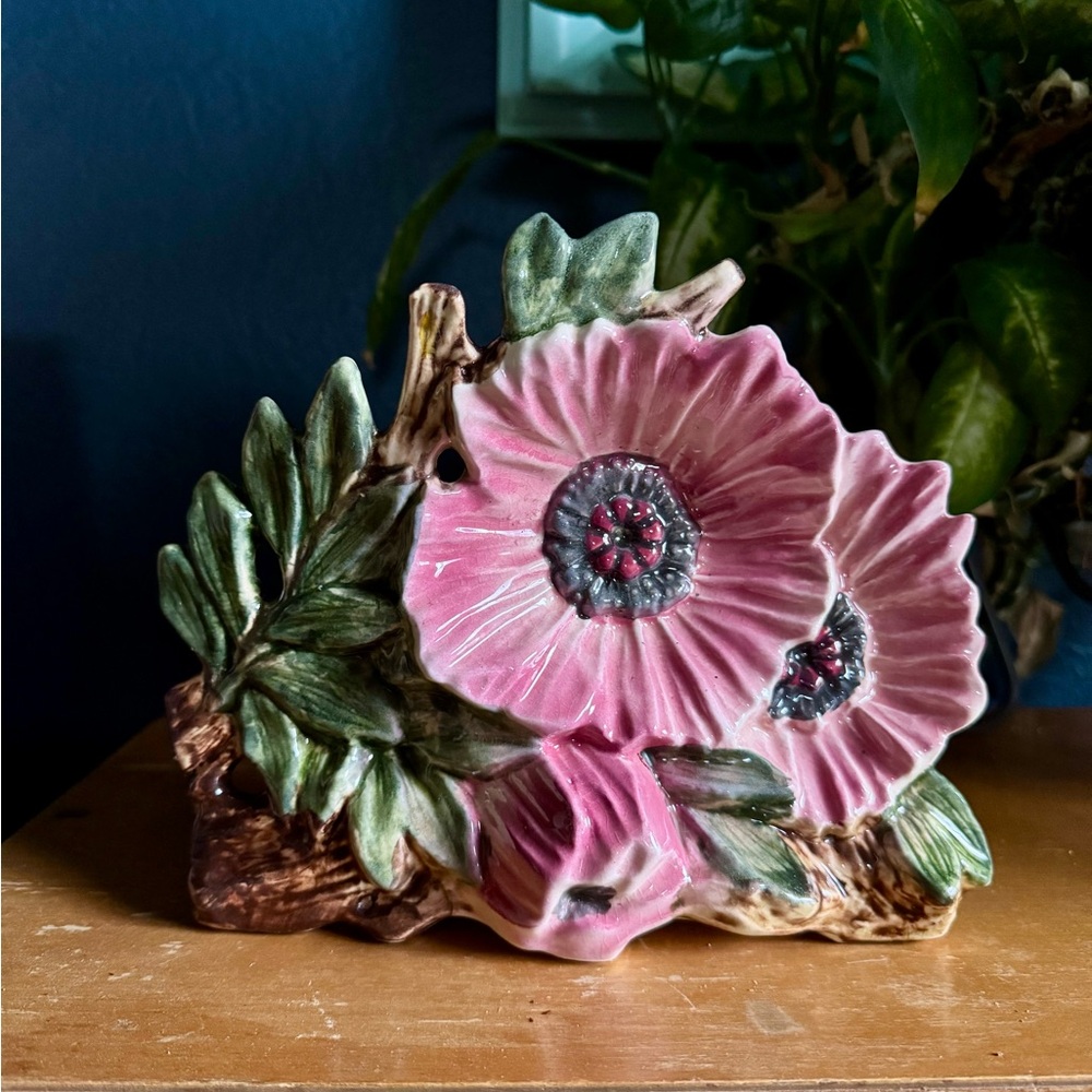 Vintage Rare 1955 McCoy Pink Poppy Planter Vase Art Pottery #mccoy